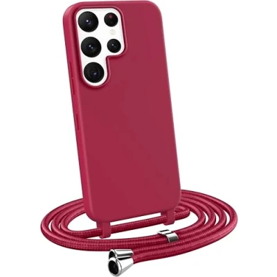 Immagine di MyGadget Cover per Samsung Galaxy S22 Ultra Custodia con Corda Case Cordino Opaca Antiurto/Bumper Laccio/Tracolla Practical Stylish Collo Bordeaux