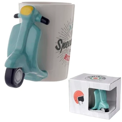 Immagine di Puckator Scooter retrò Tazza con Manico, Ceramica, Verde, 1 unità (Confezione da 1)