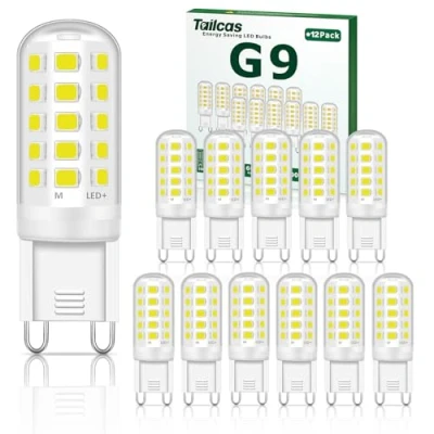 Immagine di Tailcas G9 Lampadine LED, 12 Pezzi Lampada Led 6000K 500LM 5W Equivalente 50W Alogene, AC/DC 220 240V Lampadina Bianca Fredda Non Dimmerabile, Lampade Nessun Sfarfallio
