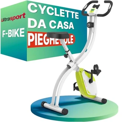 Immagine di Ultrasport F Bike Cyclette da Casa Pieghevole I fino a 130 KG con Sella Extra Confortevole e LCD Display, Camera (Verde)