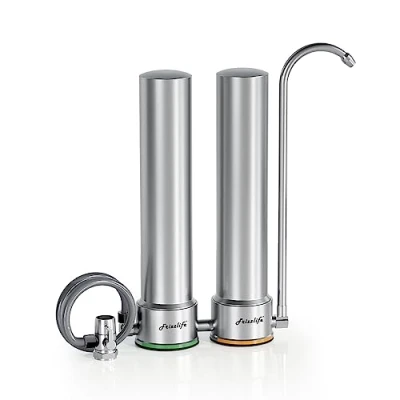 Immagine di Frizzlife DS99 S Sistema di filtraggio dell&#039;acqua da banco, a 8 stadi in acciaio inox, 0,5 micron riduce del 99,99% piombo, cloro, metalli pesanti e accumulo calcare