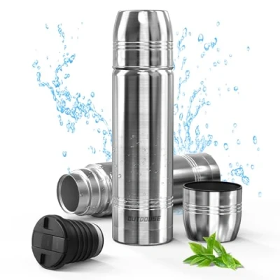 Immagine di Borraccia Termica, in Acciaio Inox d&#039;Acqua 100% Impermeabile da 750ml, 500ml, 350ml, Termos Caffè, Senza BPA, Bottiglie isolate per Sport ed Esterni (750ml)
