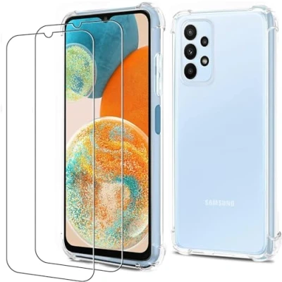 Immagine di Jinyunlai 3 Pezzi, Vetro Temperato per Samsung Galaxy A23 5G, Pellicola Prottetiva Anti Graffio, Impronte, Senza Bolle, Durezza 9H, Ultra Trasparente, Resistente, proteggi schermo