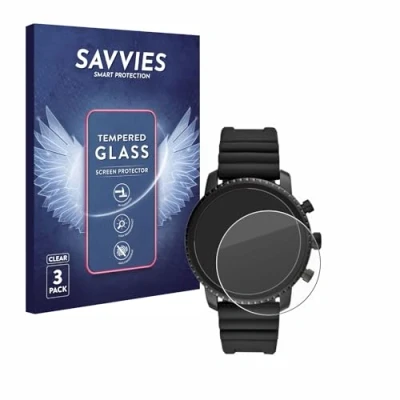 Immagine di savvies Pellicola Vetro Temperato per Fossil Q Explorist HR (4.Gen) (3 Pezzi) Protezione, Schermo Protettivo, Glass Durezza 9H