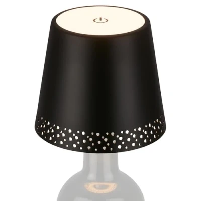 Immagine di BRILONER lampada da bottiglia a LED dimmerabile, attacco per LED, comodino dimmerabile touch, scrivania, lettura, 11x9 cm (PxA), nero