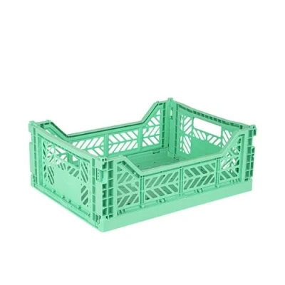 Immagine di Ay Kasa Cassetta pieghevole, stabile in plastica, impilabile, menta, midi (40 x 30 14 cm)