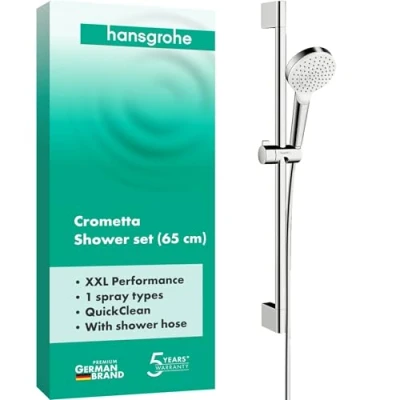 Immagine di hansgrohe Crometta Set doccia 1 getto con asta 65 cm, bianco/cromo, 26533400