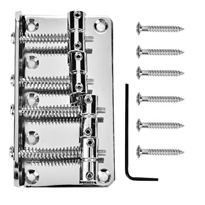 Immagine di Tbest Ponte a 4 Corde Sostituzione per Basso Elettrico, in Metallo Chitarra elettrica Corde(Argento)
