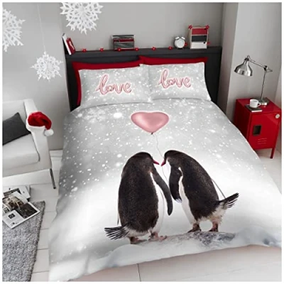 Immagine di GC GAVENO CAVAILIA Set di biancheria da letto per king size, caldo e accogliente con fiocco neve, 2 federe, multicolore