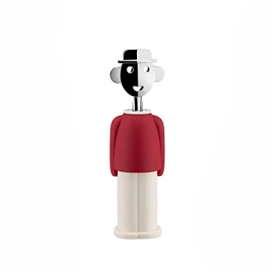 Immagine di Alessi Alessandro M AAM23 R Cavatappi di Design in Zama Cromata e Resina Termoplastica, Rosso