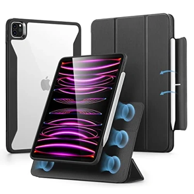 Immagine di ESR Cover para iPad Pro 12,9 (2022/2021, 6/5 Generazione), Custodia ibrida per 12.9 con Portapennite, Magnetica Rimovibile, Supporto Verticale, Serie Rebound 360, Nero Resistente