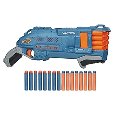 Immagine di Hasbro Elite 2.0 Warden DB 8 Blaster, 16 nerf, 2 freccette contemporaneamente, guida tattica per regolare il fuoco rapido, Colore, E9959