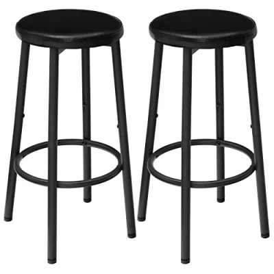 Immagine di HOOBRO Sgabelli da Bar, Set di 2, Cucina con Seduta Imbottita PU, Montaggio Semplice, Facile Pulire, per Cucina, Sala Pranzo, Nero EBB30BY01