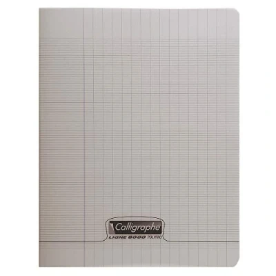 Immagine di Clairefontaine 18126C Calligraphe PP Quaderno con graffette, 96 pagine, formato A5+, carta pergamena superfine da 90 g/m², copertina in polipropilene, rigatura Séyès, grigia