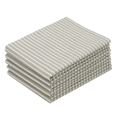 Immagine di ZOLLNER 5 strofinacci in cotone 50x70 cm canovacci resistenti e assorbenti lavabili a 60C grigio con righe bianche qualità gastronfomica certificato OEKO TEX (R)