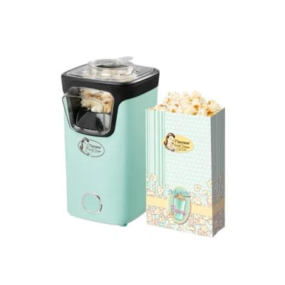 Immagine di Bestron Macchina Popcorn, Turbo popcorn in meno di 2 minuti, Machine con tecnologia ad aria calda, include 10 sacchetti per &amp; misurino integrato, Collezione Sweet Dreams, Colore: Verde
