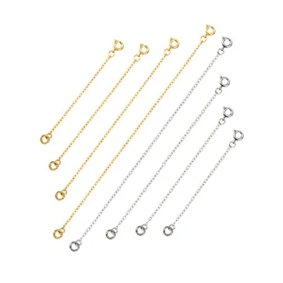 Immagine di Mudder Estensione della catena collana Extender Bracciale in acciaio inossidabile Catene per fare gioielli, 8 parti, Silver e Gold