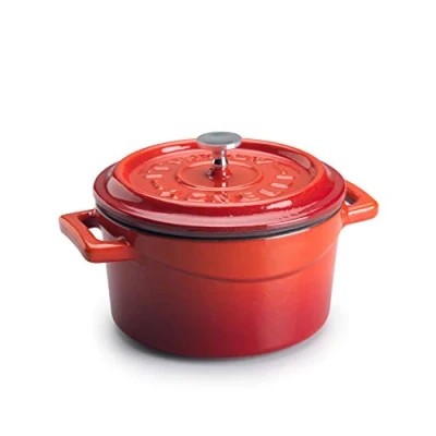 Immagine di Pentole Agnelli COGHSRP10414R Slowcook Casseruola con Maniglie e Coperchio, Ghisa, Rosso, 0.8 L 14cm