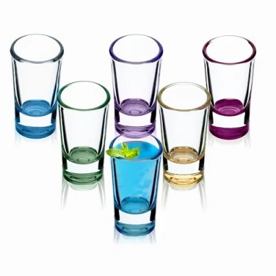 Immagine di KADAX Bicchierini da Liquore in Vetro Trasparente 28 ml, Bicchieri Piccoli Shot, Ideali per Amaro, Limoncello e Grappa (Set di 6, Colorati)