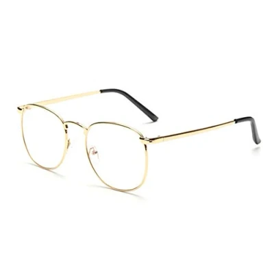 Immagine di Flydo Retrò Classico Tondo Oro Telaio Occhiali con Lenti Trasparenti pei uomo/donna uso per lo shopping, scattare foto, viaggiare