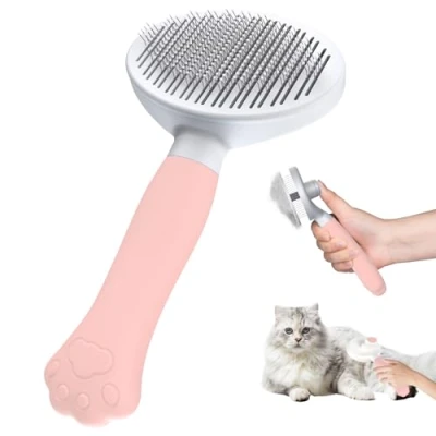 Immagine di Spazzola per gatti e cani Zivacate [Impugnatura ergonomica pulizia con un solo clic Patented Design] Elimina Peli Morti cani/gatti/conigli a pelo corto lungo(rosa chiaro)