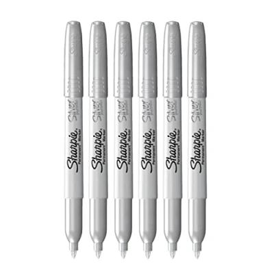 Immagine di Sharpie Pennarelli indelebili metallizzati, punta fine, argento, confezione da 6