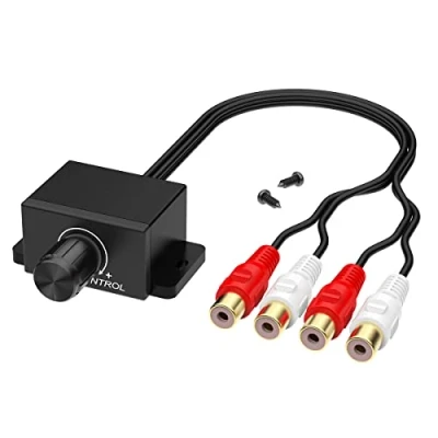 Immagine di Chelink Amplificatore universale audio RCA, con manopola di controllo del livello guadagno e volume, per auto, moto, altoparlanti, impianti domestici