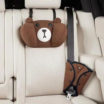 Immagine di XINYUDAILY Poggiatesta Auto Bambini, Cuscino Collo con Memory Foam, da Viaggio per Regolabile Supporto e Testa