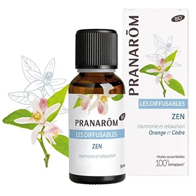 Immagine di Pranarôm Zen, profumo per ambienti bio, oli essenziali la diffusione, arancia e cedro armonia rilassamento, 30 ml