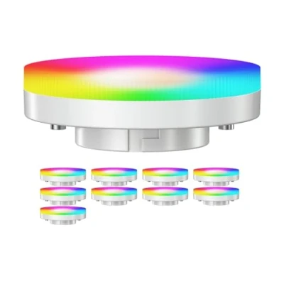 Immagine di ledscom.de 10 pezzi GX53 LED RGB, bianco caldo freddo (2900 6100 K), 6,6 W, 670lm, 107, Smart Home, WLAN, Alexa, opaco