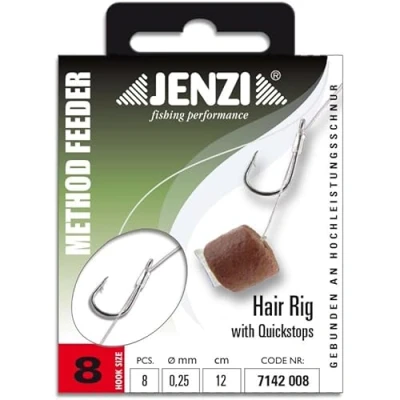 Immagine di JENZI Method Feeder Hair Rig con Quickstop, lunghezza 12,0 cm, diametro 0,25 mm, # 8