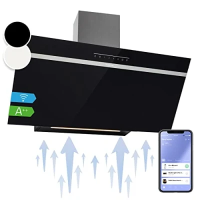 Immagine di Klarstein Cappa Aspirante 90 cm, Cucina cm con Aspirazione Smart e Filtro Anti Grasso Lavabile, Flusso d&#039;Aria 514m3/h, LED RGB, IoT/Wi Fi, Incasso Filtrante per Classe A++