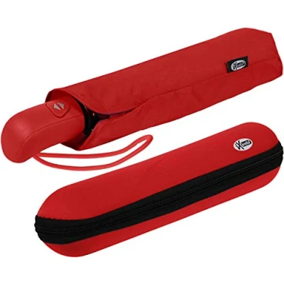 Immagine di iX brella, Ombrello di qualità con custodia, grande, stabile, resistente alle tempeste Rosso 97