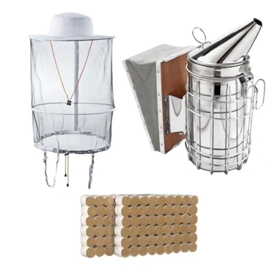 Immagine di ZffXH Kit Di Strumenti Apicoltura Affumicatore Per Apicoltore,kit Attrezzi Completo,fumatore D&#039;api,starter Accessorio