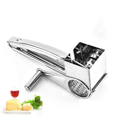 Immagine di Grattugia Rotante per Formaggio,Grattugia Formaggio in Acciaio Inossidabile Utensile da Cucina Multifunzione Fetta Tagliuzzato Strumento Cioccolato, Verdure, Frutta