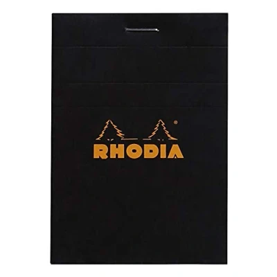 Immagine di RHODIA 112009C Bloc Notes Punto metallico N11 Nero A7 Quadretti piccoli 80 Fogli staccabili carta Clairefontaine 80G Copertina in rivestita flessibile, Resistente e impermeabile Basics