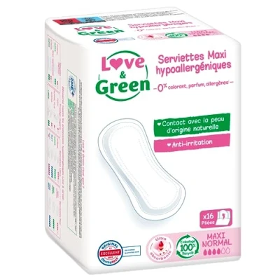 Immagine di Love &amp; Green Tovaglioli certificati Ecolabel ipoallergenici &quot;MAXI NORMAL&quot; x 16