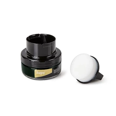Immagine di Kaps Crema per la Cura delle Scarpe con Spugna Applicatore, Intensiva e Nutrimento Pelle, Delicate, 70 Colori (133 Verde Scuro)