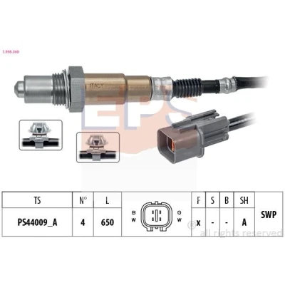 Immagine di EPS 1.998.369 Sonda lambda con materiale di fissaggio Made in Italy OE Equivalent riscaldato, planare, Filettatura prelubrificata