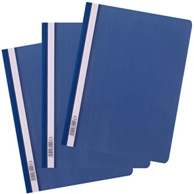 Immagine di D.RECT Confezione da 25 cartelle portadocumenti in plastica formato A4 con copertina frontale trasparente, pellicola di polipropilene, colore blu scuro