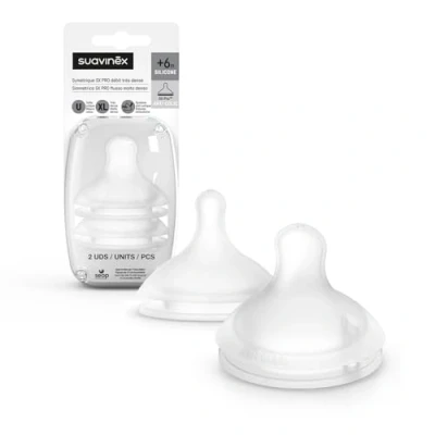 Immagine di Suavinex, Confezione da 2 Tettarelle Simmetriche Sx Pro in Silicone, per Biberon Tettarella a Flusso Molto Denso (XL), Alimenti e Cereali densi, +6 Mesi, con Valvola Anti Colica, Unità