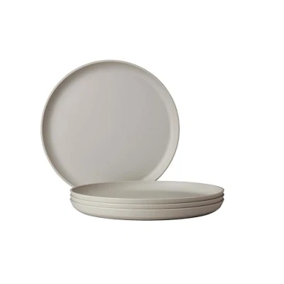 Immagine di Mepal Piatto Piano 4 Pezzi Silueta Lavabile in lavastoviglie e microonde Piatti di plastica da Cena Servizio 26 cm Nordic White