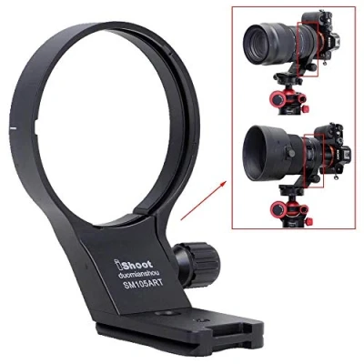 Immagine di iShoot Collare per obiettivo Anello di montaggio treppiede compatibile con Sigma 100 400mm f/5 6.3 DG DN OS &amp; 105mm f/1.4 HSM Art, Staffa Supporto Lenti è Arca Swiss Piastra a Sgancio Rapido
