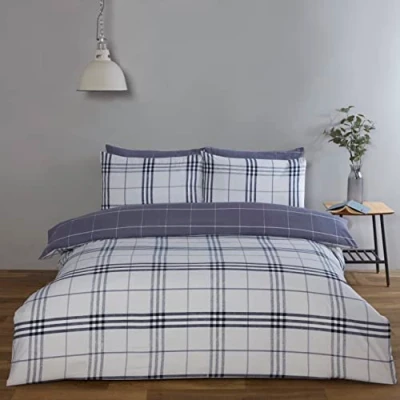 Immagine di Rapport Home Harris Set copripiumino king size in denim a scacchi