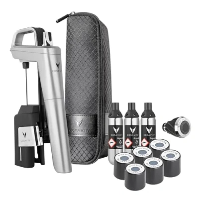 Immagine di Coravin Timeless Six+ Sistema di Conservazione del Vino Facile da Usare &amp; Protegge Il dall&#039;Ossidazione per Oltre 2 Anni Aeratore e Custodia Inclusi, Argento