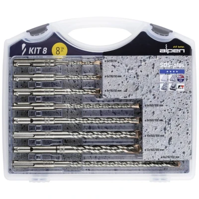 Immagine di Alpen 80704100100 Acciaio KIT punte perforatrici 8 parti 5 mm, 6 10 12 mm SDS Plus 1