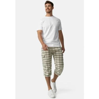 Immagine di Indicode Uomini Nicolas Check Cargo Shorts Pantaloncini 3/4 Inclusa Cintura Fog M