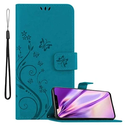 Immagine di Cadorabo Custodia Libro per Huawei MATE 20 PRO in BLU Fiore Design di con Chiusura Magnetica, Funzione Stand e 3 Vani Carte Portafoglio Cover Case Wallet Book Etui Protezione