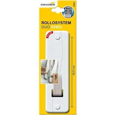 Immagine di Schellenberg 53902 Placca tapparelle avvolgibili DUO Maxi: 23 mm di larghezza del nastro, piastra tapparella con spaziatura dei fori 18,5 cm, bianco, senza rimuovere la cinghia della