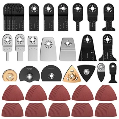 Immagine di Set di 100 pezzi accessori oscillanti Mix Multitool lame multifunzione adatto per multimaster Makita Einhell, in acciaio inox